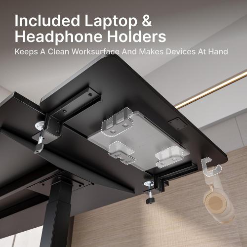 PEGZONE Desk Extender Tray, 28 x 12 Clamp On Desk Shelf, Desk Extension with Laptop Holder, Table Desk Arm Rest, Clamp On Keyboard Tray for Office and Home, Workstation Organizer, Large, Black