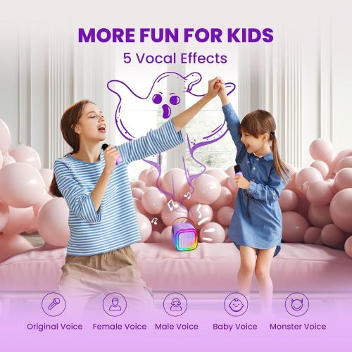 Mini Karaoke Machine for Kids, 2025 TOP Toys Christmas Birthday Gifts Ideas for Girls Ages 4, 5, 6, 7, 8, 9, 10, 12  Years Old, Portable MP3 Player with 2 Wireless Mics for Party