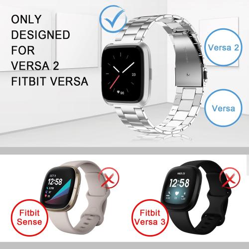 Wearlizer Stainless Steel Compatible for Fitbit Versa/Versa 2, Ultra-Thin Lightweight Replacement Bands for Women & Men