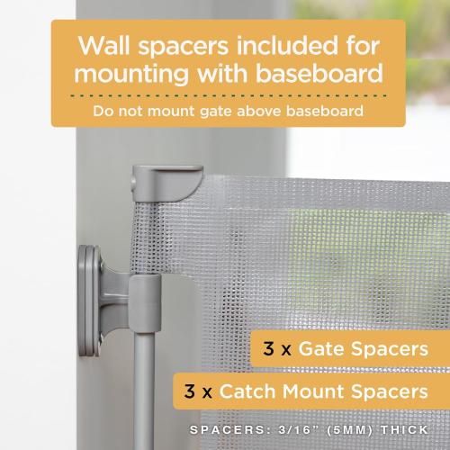 Hakuna Pets Indoor/Outdoor Paw Proof Retractable Dog Gate, 36.6 Tall Extends to 71 Wide, Gray