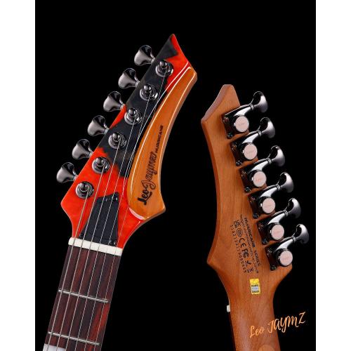 Leo Jaymz Electric Guitar Hurricane Deluxe Series, Mahogany Body, Roasted Maple Neck, Rosewood Fretboard, Locking Tuners, Rounded Frets, Case(Red Deluxe)