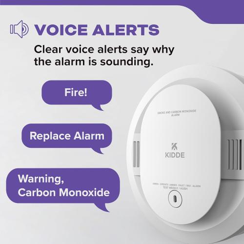Kidde Smoke & Carbon Monoxide Detector, AA Battery Powered, Voice Alerts, LED Warning Light Indicators, 30CUDR-V