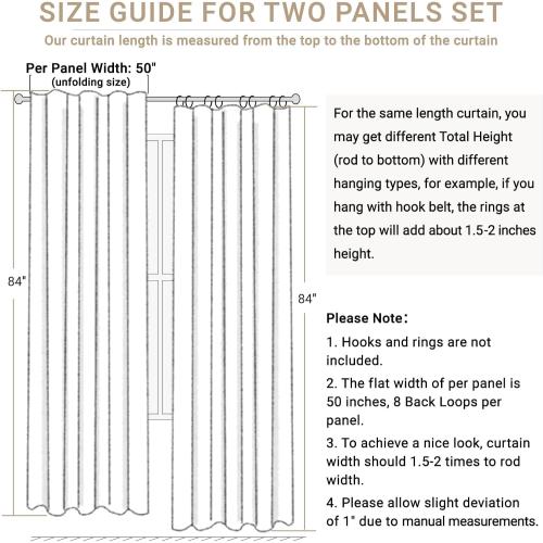 100% Blackout Shield Linen Blackout Curtains for Bedroom 84 Inches Long, Back Tab/Rod Pocket Living Room Drapes, Thermal Insulated Blackout Curtains 2 Panels Set, 50 W x 84 L, Cream