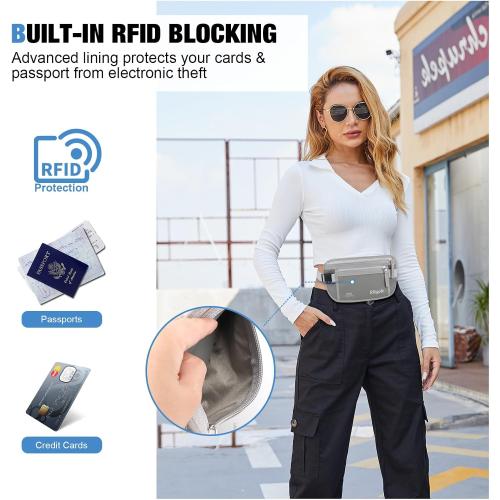 Money Belt for Travel Women and Men Hidden - Slim RFID Blocking Travel Wallet with Secure Anti-Theft Pouch, Passport Holder for Passport, Credit Cards, Cash Under Clothes
