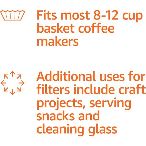 Amazon Basics Basket Coffee Filters for 8-12 Cup Coffee Makers, White, 200 Count