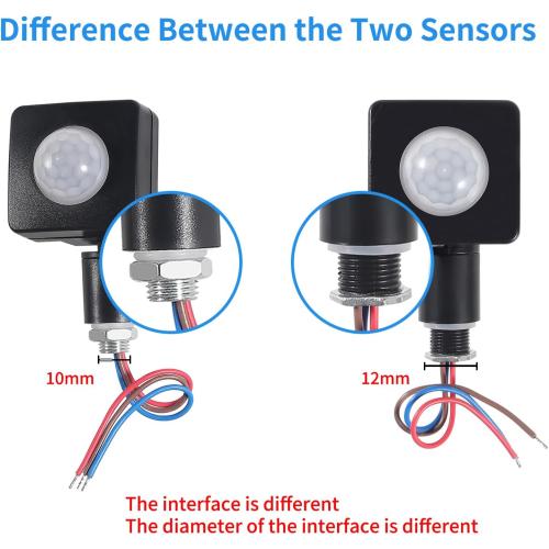 2PCS Human Body Infrared Sensor Adjustable PIR Motion Sensor Detector Outdoor Indoor Infrared Light Switch with LED Light Sensitive AC 85-265V Time Delay Home Lighting
