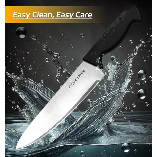 Knife Set, 14-Piece Kitchen Knife Set, German High Carbon Stainless Steel, Durable Knife Block, Black