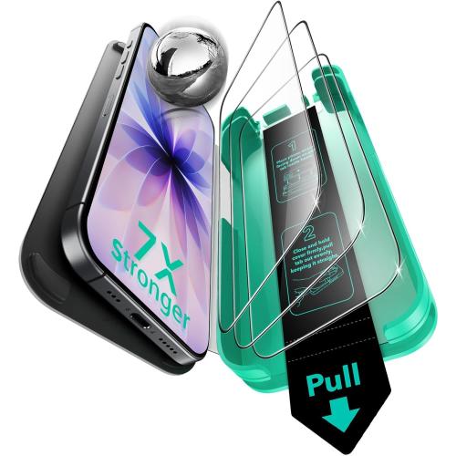 ESR 3 Pack 9H  Glass for iPhone 17/iPhone 16 Pro Screen Protector, [Military-Grade Shatterproof], with AR Anti-Reflective Technology, Armorite Ultra-Tough Tempered Glass with Ultra Fit Tray