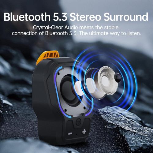 Wearable Bluetooth Speaker, Magnetic Clip-on Portable Wireless Speaker, HiFi Sound Loud Mini Speaker with 3 Light Modes, ENC Mic for Hands-Free Calls Music, Lightweight for Outdoor Sports Work Gift