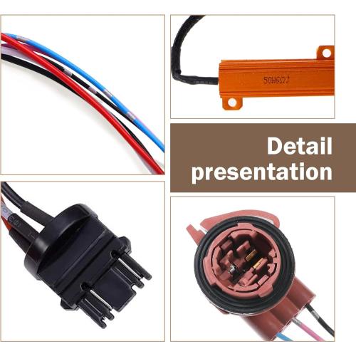 SLIMI 2 PCS Car 3157 Brake Light Resistor Decoders, 50W 6 Ohm LED Resistor Load Harness Decoders, Turn Signal Error Decoding Harness, for T20/3157/4157 Light Bulb (Multicolored)