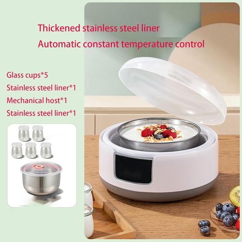 Yogurt Maker with 5 Glass Jars 1.2L Automatic Yogurt Maker with Temperature Control 36-Hour Fermentation Stainless Steel Design Suitable for Homemade Greek and Vegan Yogurt
