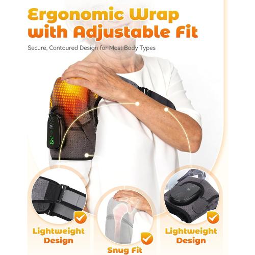 Shoulder Massager, Neck and Shoulder Massager with Adjustable Shoulder Straps, 3 Levels Vibration & 3 Levels Heating, 5000mAh One-Button Operation (Gray)