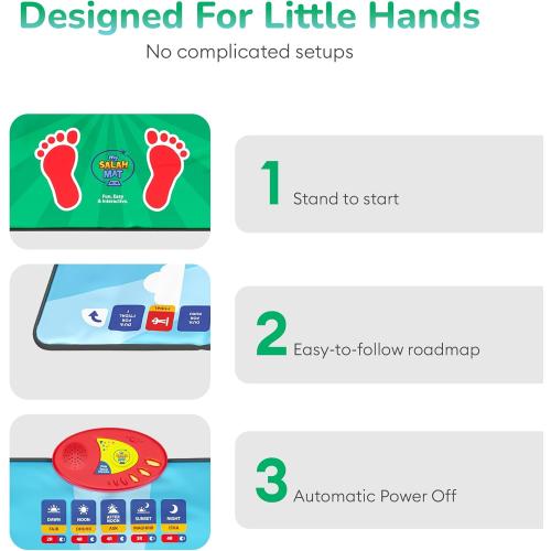 My Salah Mat for Kids - Interactive Muslim Prayer Rug for Kids Learning The Salah - Fun & Easy Prayer Mat with 36 Touch Keys, 15 Languages, Speaker, & Booklets - Islamic Toys for Ages 3 to 8
