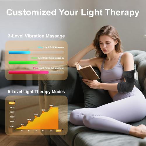 Knee Massager Smart with Heat, Red Light and Massage Therapy, 3 Vibration Modes and 5 Heating Levels, 2026 Updated Edition, Wireless Magnetic Attraction Controller, Gifts for Grandma & Grandpa, Grey