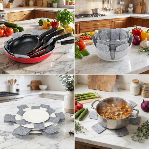 BOYAN Pot and Pan Protectors, Set of 12 and 3 Different Size, Cookware Dividers Pads/Stacking Pan Protectors/Pot Separators Pads for Protecting and Separating Pots Pans