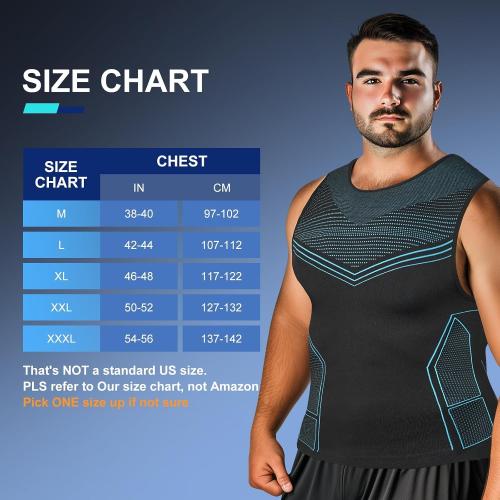 Odoland 3 Pack Men Large Compression Shirt, Tummy Control Slimming Undershirt Tank Top Men Body Shaper