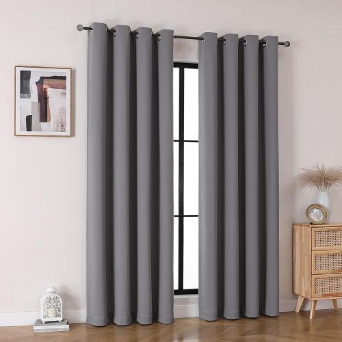 Grommet Blackout Curtains for Bedroom and Living Room - 2 Panels Set Thermal Insulated Room Darkening Curtains (Charcoal, 52W x 84L)