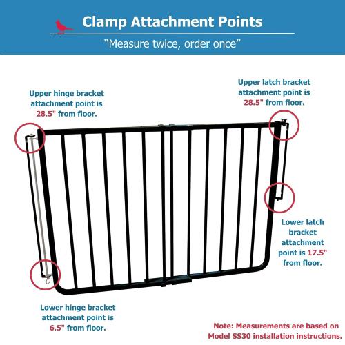 Cardinal Gates SC Square Clamp for Safety Gates - No Hole Baby Gate Banister Adapter - Wooden Baby Gate Mounting Kit - Made in The USA - 1 Pack