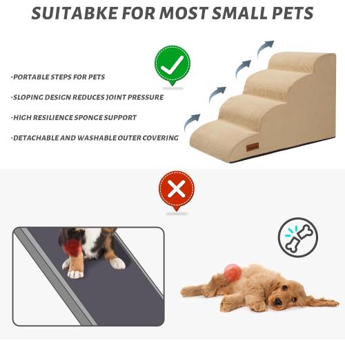 Aodisman Dog Steps for Bed or Couch,4-Step Pet Stairs Ramp for Small Dogs