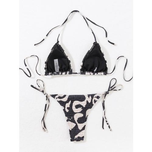 size XS SHENHE Women's 2 Piece Smocked Triangle Bikini Sets Halter Drawstring Side Cute Swimsuits