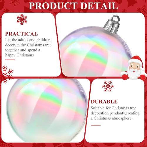 Shappy 50 Pcs Christmas Iridescent Ornaments Halloween, Transparent DIY Shatterproof Hanging Rainbow Ball Christmas Ornament 5 Different Sizes for Party, Wedding, Home Decor (Clear)