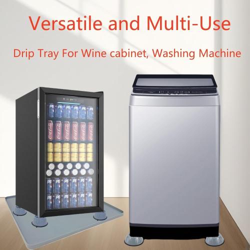 Mini Fridge Silicone Mat with Raised Edges, 20 x 20 x 0.6 Mini Fridge Drip Tray with 4 Base Raisers,Mini Refrigerator Carpets Floor Protector (Small Black)