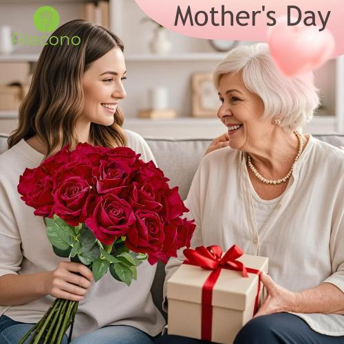 Alecono Red Roses 20Pcs - 4in Real Touch Artificial Roses, Velvet Soft Fake Flowers with Long Stems for Mother’s Day, Wedding Centerpieces, DIY Home Decor