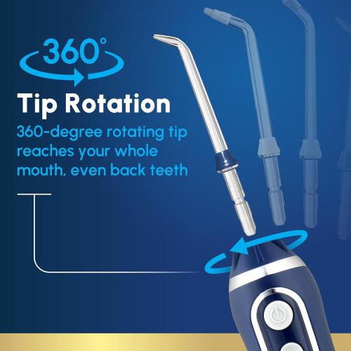 Waterpik Cordless Advanced 2.0 Water Flosser For Teeth, Gums, Braces, Dental Care With Travel Bag and 4 Tips, ADA Accepted, Rechargeable, Portable, and Waterproof, Blue WP-583, Packaging May Vary