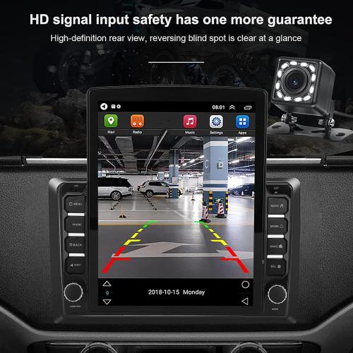 9.7in Vertical Double Din Car Stereo, Android10 MP5 Player Touchscreen Control, Dual System Mirror Link,FM Radio Receiver, Navigation,A2DP BT with Camera
