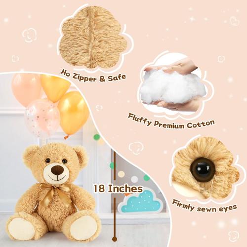 MorisMos Medium Teddy Bear Stuffed Animals, 12  Inch Bulk Teddy Bears Plush for Kids, Medium Size Bears for Nursery, Baby Shower