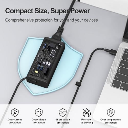 New Slim 65W Dell Laptop Charger USB C - For Latitude 5420/5520/7420/7430/7480/7490 & Inspiron 14/16/7620/2in1 Chromebook 3100 & XPS 13 LA65NM190