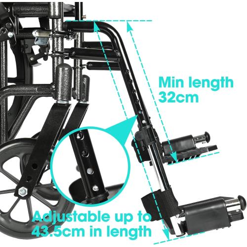 Universal Wheelchair Footrest Replacement - Adjustable Composite Footboard & Heel Loop, Foldable Comfort Support, Affordable, Black, Lightweight, Easy Installation