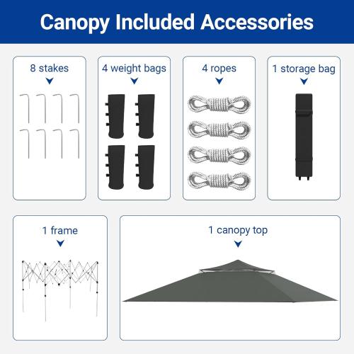 Size 13x13 FT Color Grey  Pop Up Canopy, Instant Setup Gazebo with Wheeled Carry Bag, 4 Sandbags & 4 Ropes, UV-Resistant Top, Heavy Duty Outdoor Shelter for Backyard Camping Events, Grey