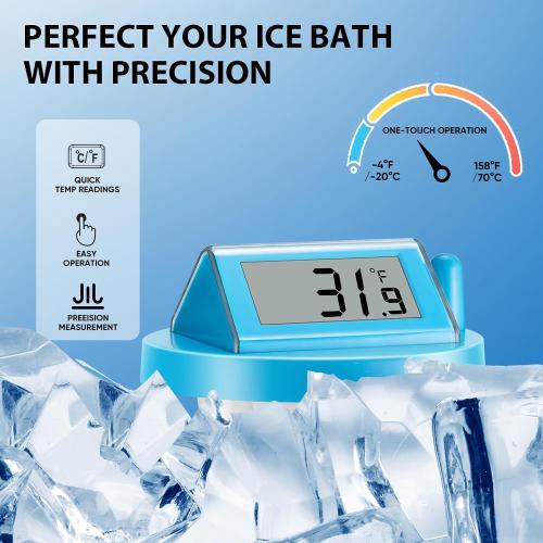 Solar Pool Thermometer Floating Easy Read - IPX8 Waterproof Digital Pool Water Temperature Thermometer for Swimming Pools, Hot Tubs, Ponds, Ice Baths
