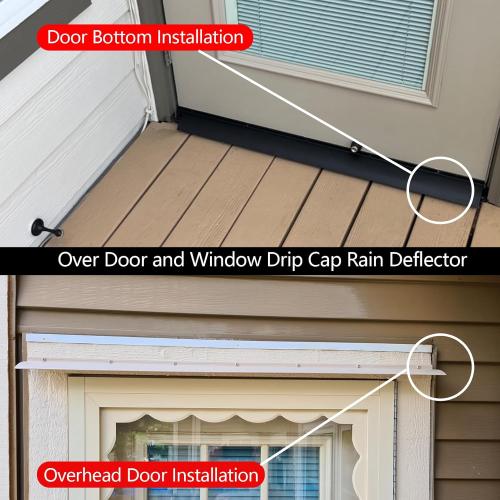 Aluminum Overhead Door Rain Drip Cap Guard - 43.3' Drip Edge Flashing, Deflector, Diverter - Anodized Silver, 2PCS