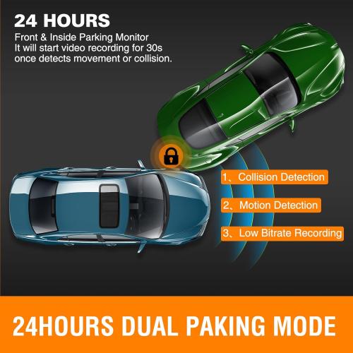 Dash Cam Front and Inside, FHD Dashcams for Cars with 64GB Card Dash Camera for Cars, 1080P Front Dash Cam 1080P Inside Dashcam for Car Dash Camera with IR Night Vision Loop Recording