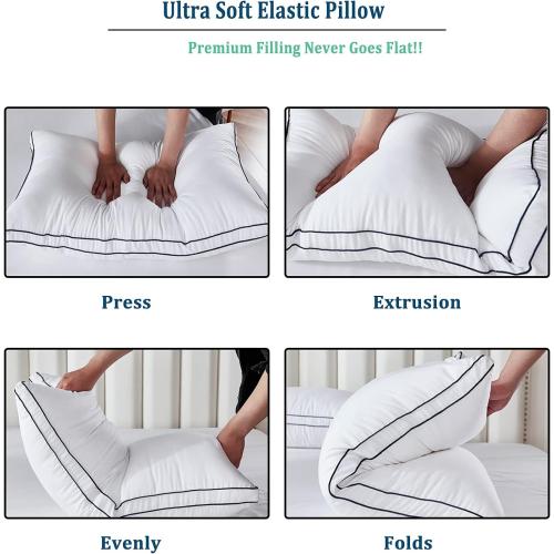 Gehannah Bed Pillows for Sleeping, Luxury Plush Soft Pillow with Home and Hotel, Breathable Microfiber Cover Skin-Friendly Pillows for Side Back Sleepers