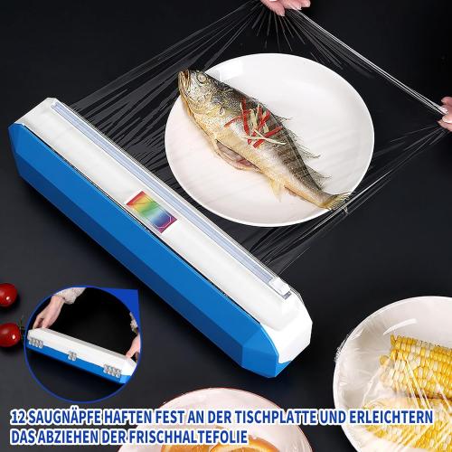 Plastic Wrap Dispenser with Cutter, Reusable Cling Film Dispenser, Cling Wrap Dispenser with Slide Cutter, Also for Aluminum Foil, Tin Foil, Baking Paper (XL)