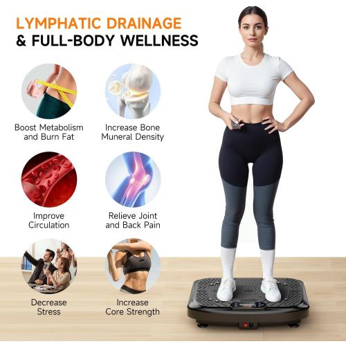 Vibration Plate Exercise Machine 450 Lbs Capacity, 199 Speeds Workout Vibrating Plate for Lymphatic Drainage Weight Loss, Full Body Shake Platform Machines for Women Men