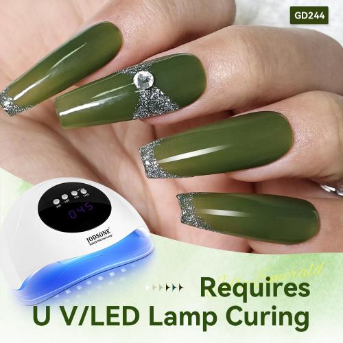 JODSONE Jelly Gel Nail Polish Set of 6 Colors,Semi-Transparent Green Gel for DIY Nail Art, U V/LED Cured, Long-Lasting & High-Shine Manicure at Home or Salon, Gift for Women