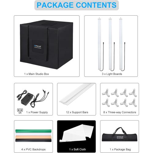 PULUZ 32x32 Light Box Photography, Large Photo Light Box with 3 Stepless Dimming Light Panel, 234 LED Beads, Professional Photo Booth Shooting Tent Kit with 4 Color Backdrops for Product Photography