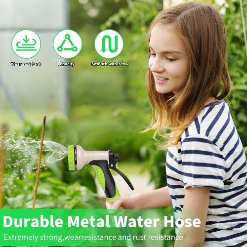 Green and Black Stainless Steel Metal Garden Hose Lightweight, Puncture & Rust Proof Heavy Duty Water Hose for Yard, RV, Garden, Outdoor