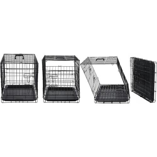 DONORO Dog Crates for Small Size Dogs Indoor Double Door Dog Kennels & Houses for Puppy and Cats, Collapsible Metal Contour Dog Cages (Brown, 24.0 L x 18.0 W x 20.0 H)