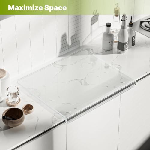 Extra Large Food Grade Cutting Boards for Kitchen Counter 24x20 inch, Polycarbonate Chopping Board with Lip, Anti-Slip Transparent Cutting Board for Countertop Protection