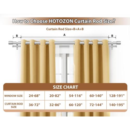 Double Curtain Rod 72 to 144 Inch, HOTOZON 1 Inch Heavy Duty Double Curtain Rods for Windows 60 to 140 Inches(5-11.6 ft), Telescoping Drapery Rod with Simple End Finials, Silver