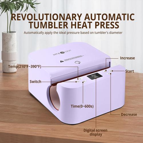 HTVRONT Auto Tumbler Heat Press Machine - Mug Heat Press Heat Up Fast & Even, Professional Tumbler Press High-Security for 2.95-3.18 Sublimation Tumblers, Cups, Glasses and Mugs, Purple
