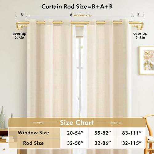 Gold Double Curtain Rods 32 to 58 Inch (2.6-4.8ft), USFOOK Blackout Wrap Around Curtain Rods for Windows 20 to 54 Inches, 6/8 Inch Room Darkening Curtain Rod, Decorative Rods for Home