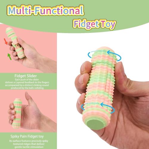 All-in-One Little Ouchies Fidget Toy for Adults, Spiky Pain Stim EDC Toy with Spinner, Button Clicker , Slider& Glow in The Dark for ADHD, Anxiety .