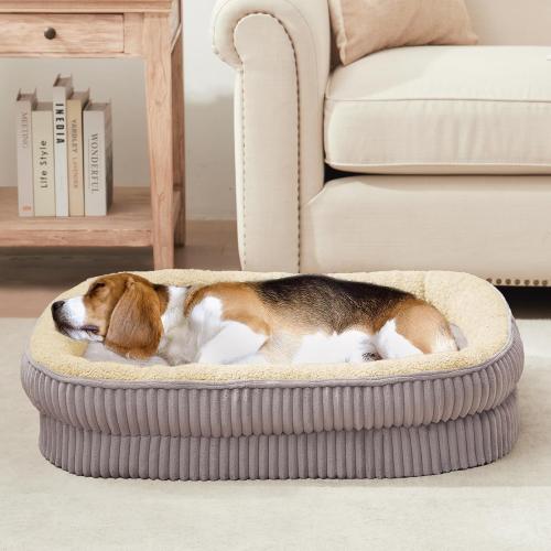Orthopedic Dog Bed for Medium, Large Dogs Breeds, High Density Egg Crate Foam Dog Sofa Beds with Four Sided Bolster,Oval Kennel Bed, Pet Couch Bed,Removable Washable Cover& Non-Slip Bottom