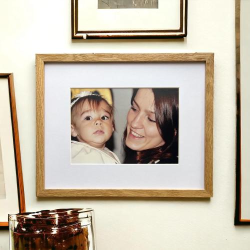 Oak Wood Picture Frames 11x17 with Mat for 9x15 - Natural Solid Wood Photo Frame Real Glass Wall Hanging